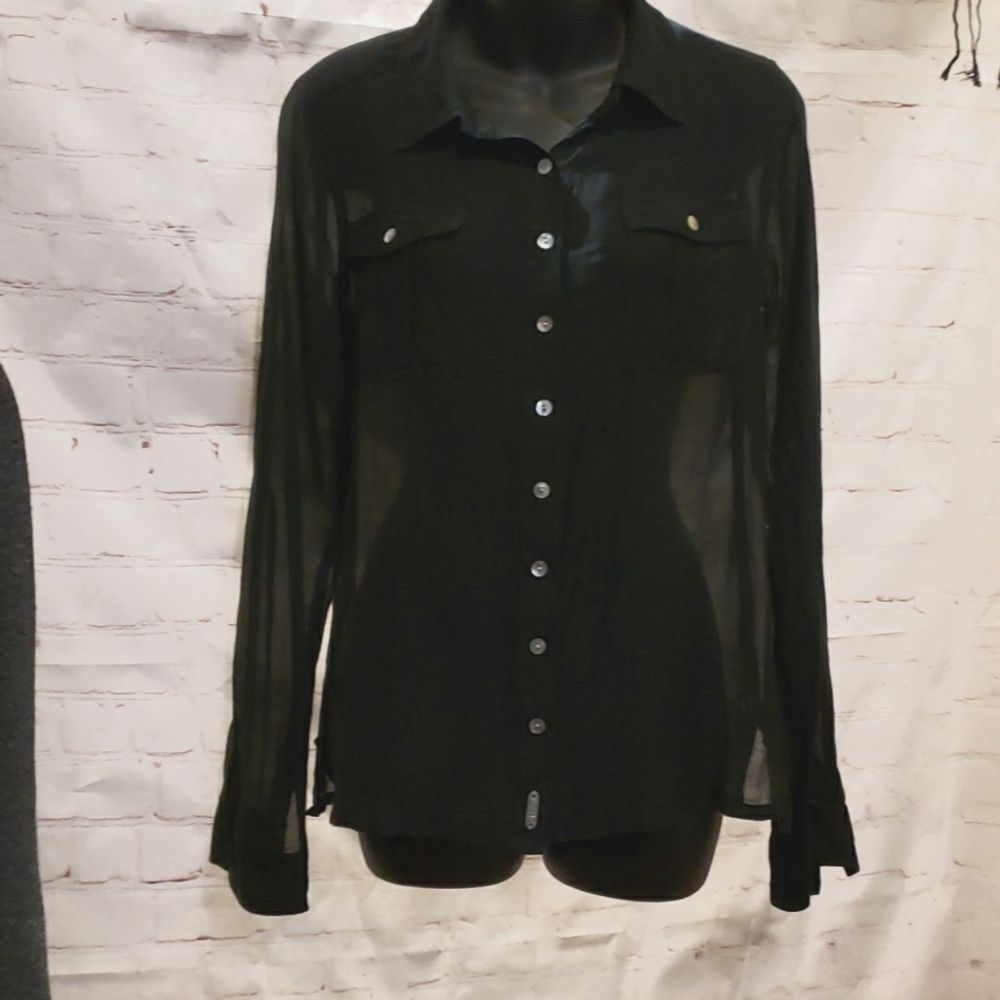 ORB Semi-Shear Black Blouse